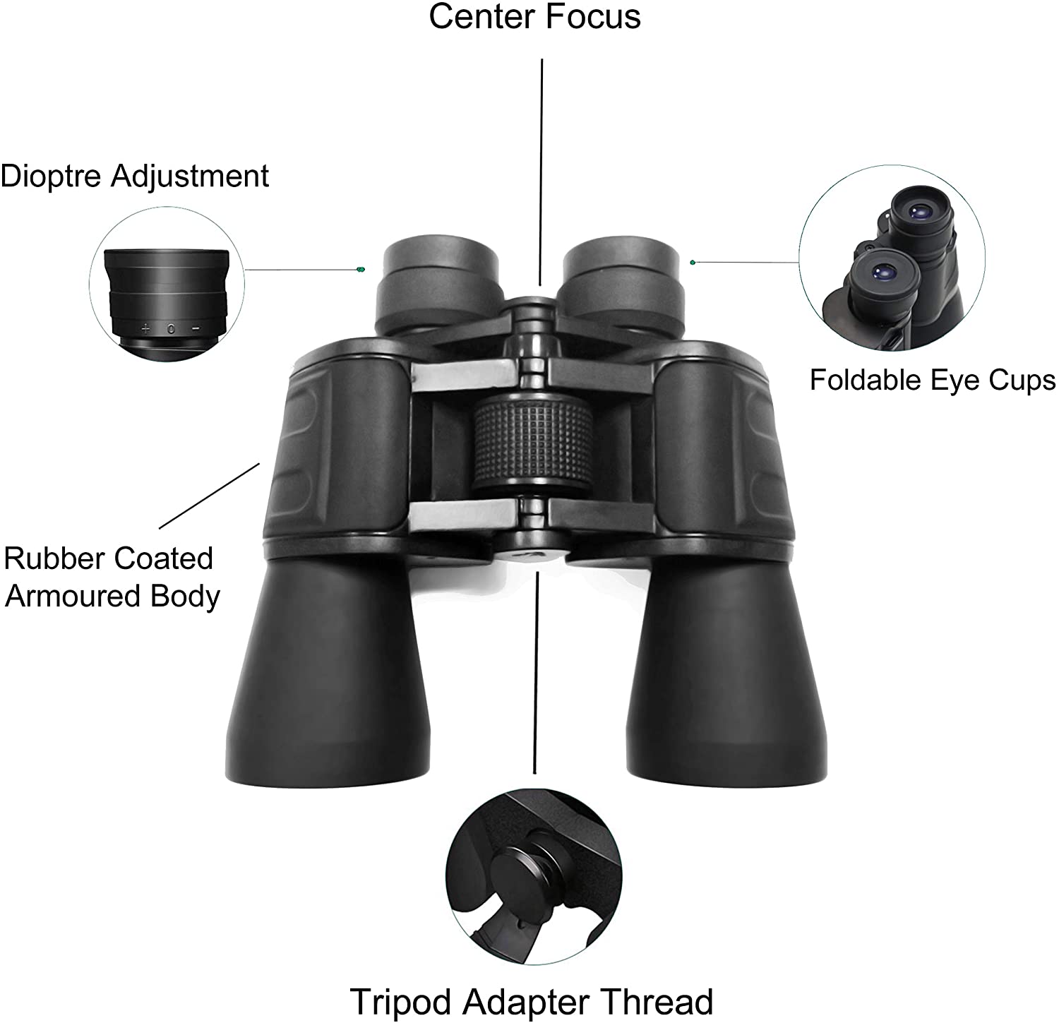 Serious User Binoculars with Anti Glare, Coated Optics, Lightweight Alloy Body and Powerful Magnification for Birdwatching, Astronomy, Sports and Wildlife (10x50)