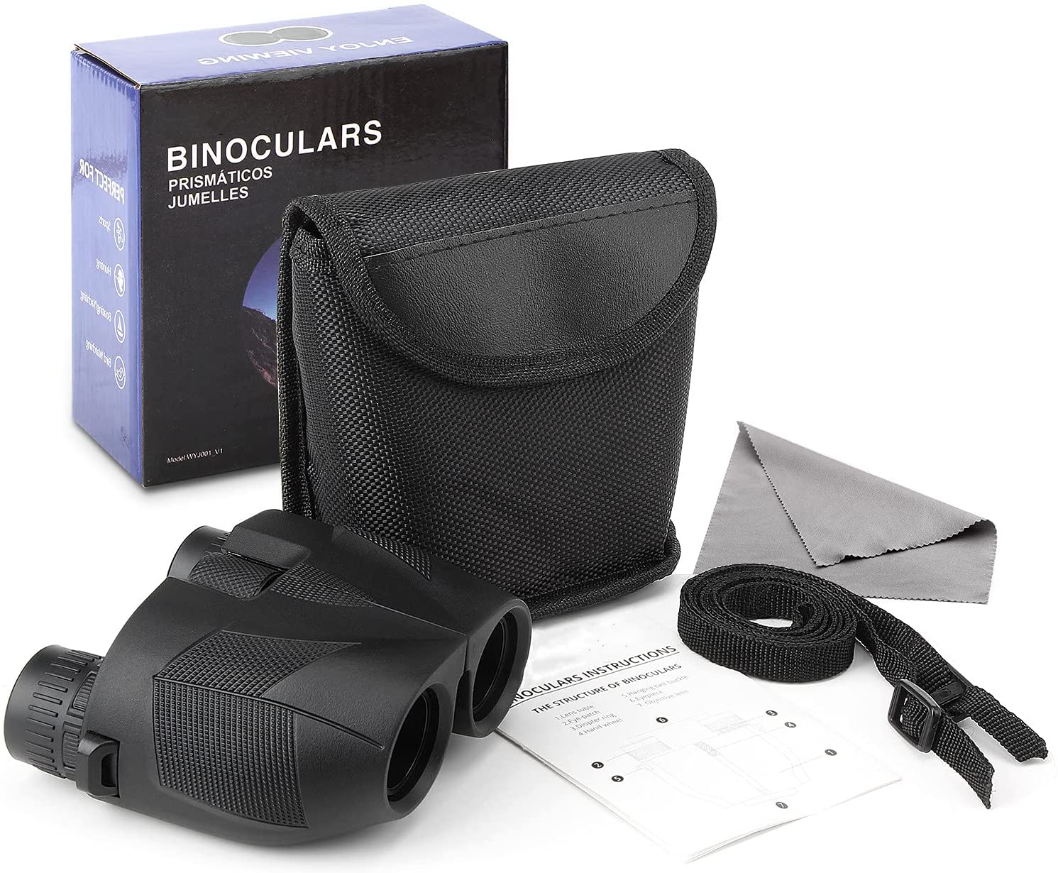 Binoculars for Adults Bird Watching,12x25 High Power Binoculars Watching Telescope with Multilayer-Coated Lenses, for Photography, Hunting, Hiking, Sightseeing, Concert, Travelling and Sports Games