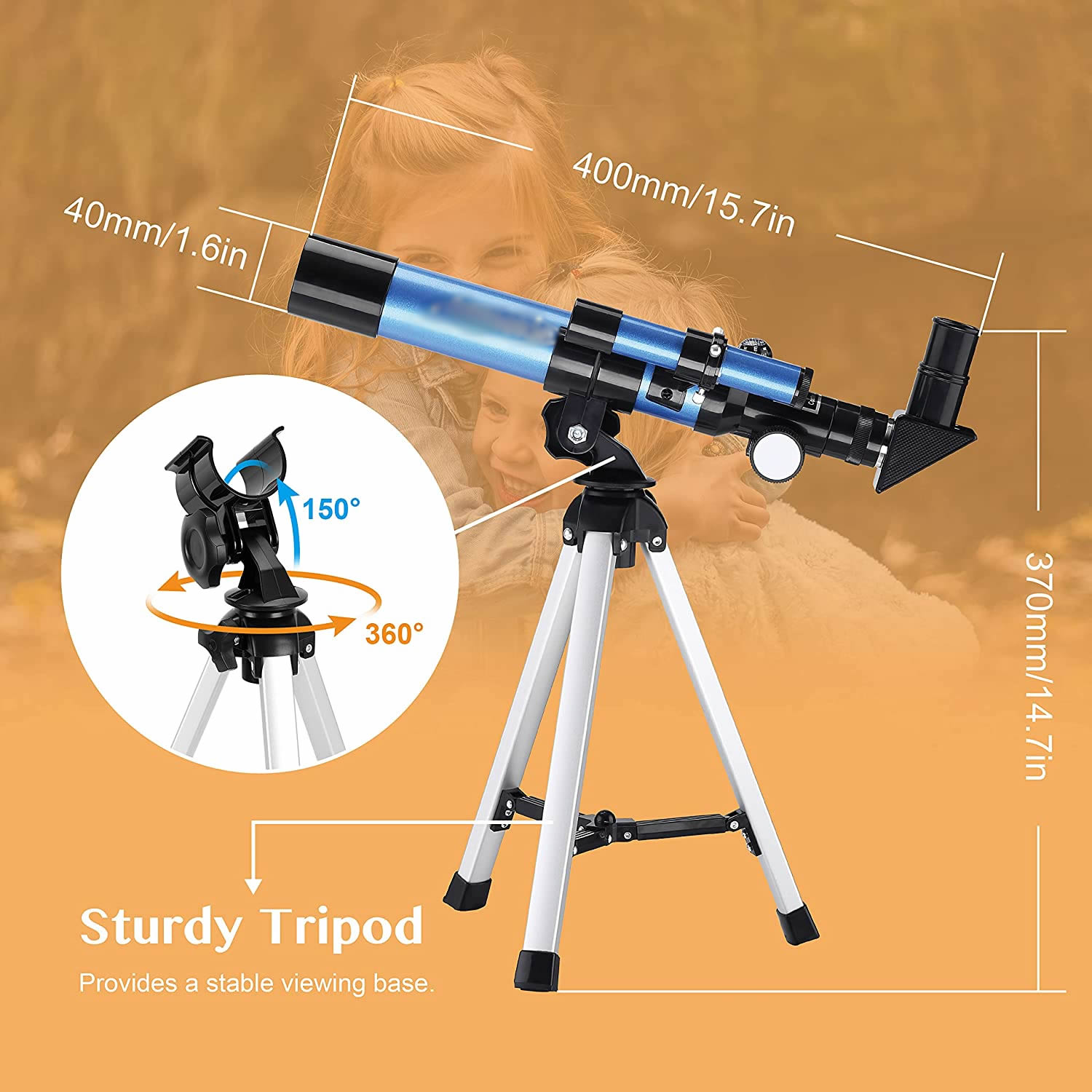 Hugerstar Kids Telescopes for Astronomy Portable Astronomical Telescopes Refractor with Finder Scope Compass and Tripod as Gifts