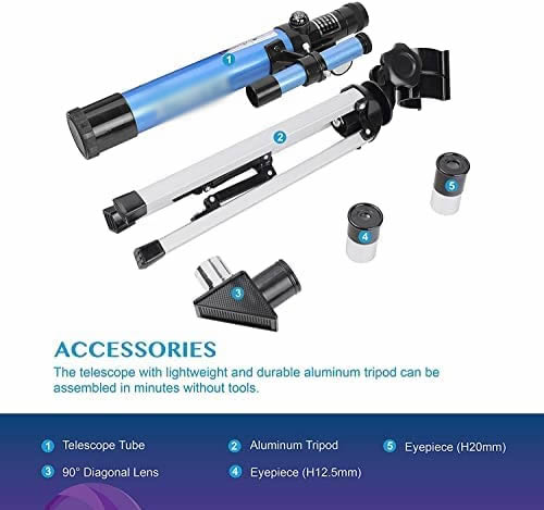 Hugerstar Kids Telescopes for Astronomy Portable Astronomical Telescopes Refractor with Finder Scope Compass and Tripod as Gifts