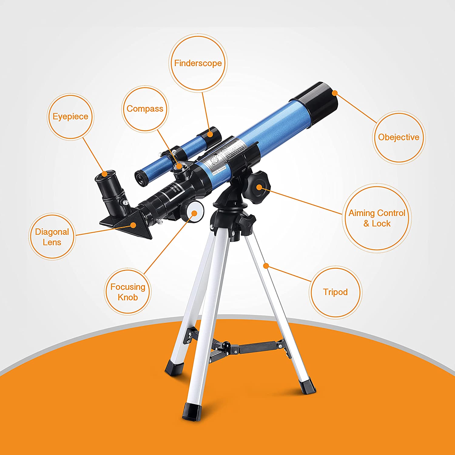 Hugerstar Kids Telescopes for Astronomy Portable Astronomical Telescopes Refractor with Finder Scope Compass and Tripod as Gifts